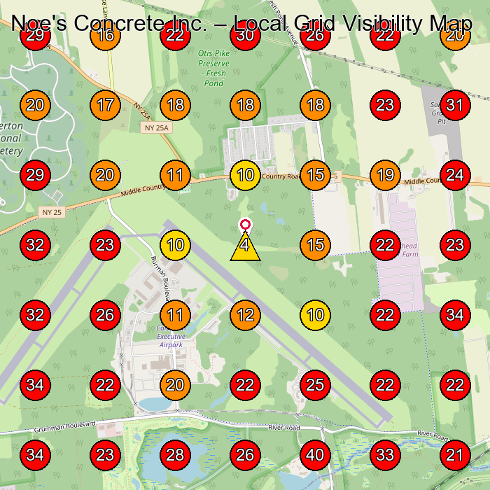 Noe's Concrete Inc. GeoGrid visibility map for Masonry Contractor in None